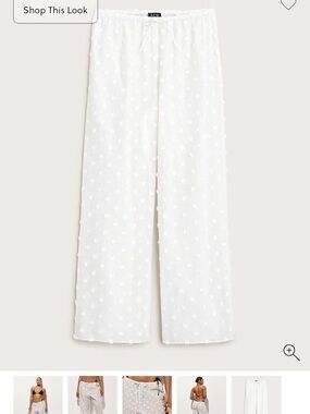 J. Crew White Swiss Dot Wide-Leg Pants